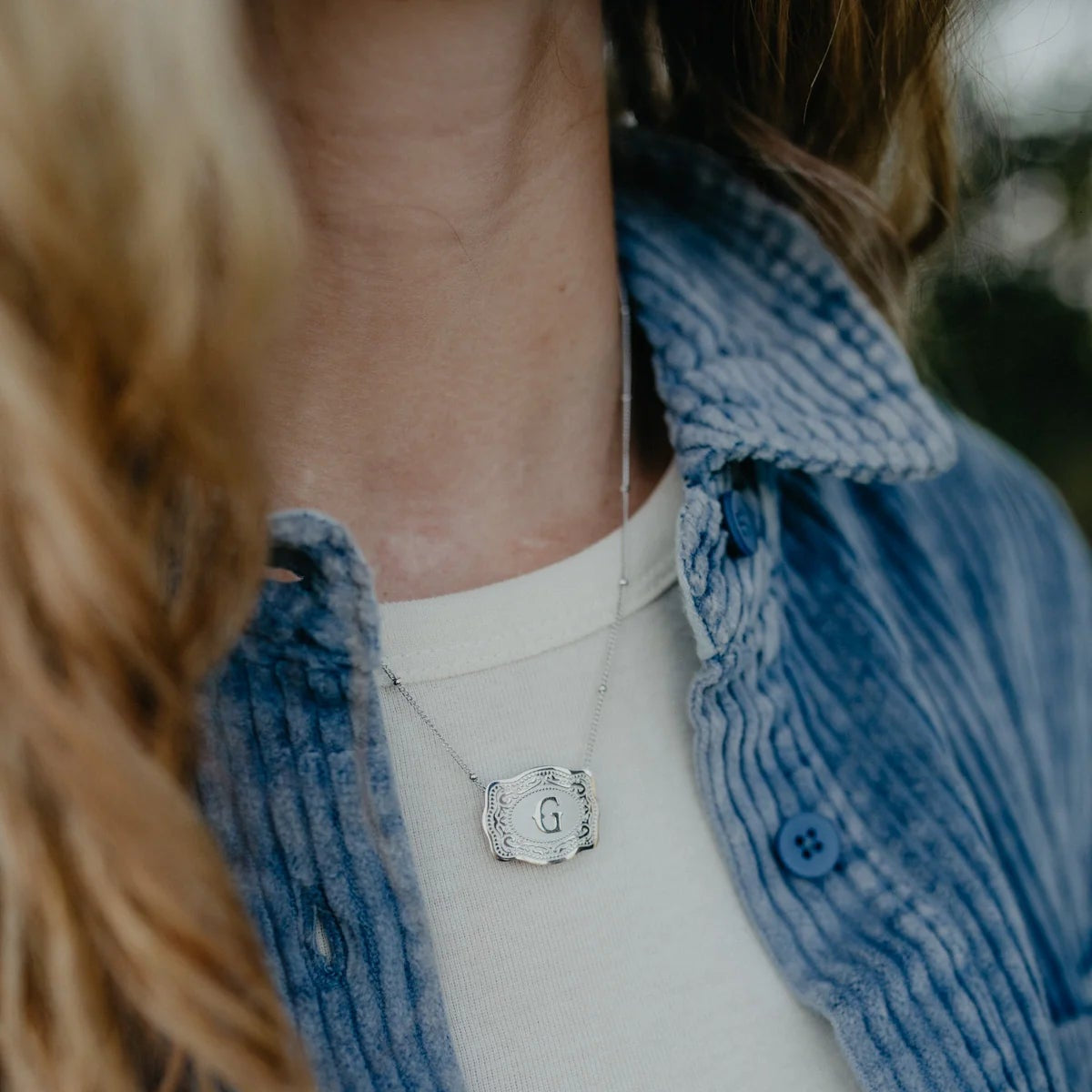 Belt Buckle Necklace With Letter